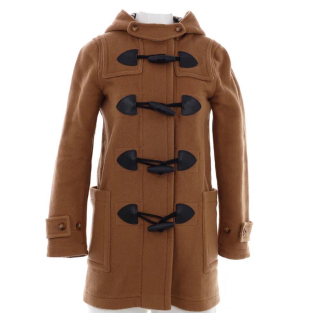 Barbour Wool Duffel Coat Patricia Short Tan Camel 4 XS